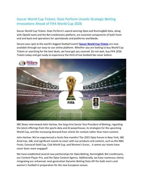 Soccer World Cup Tickets: Stats Perform Unveils… (PDF)