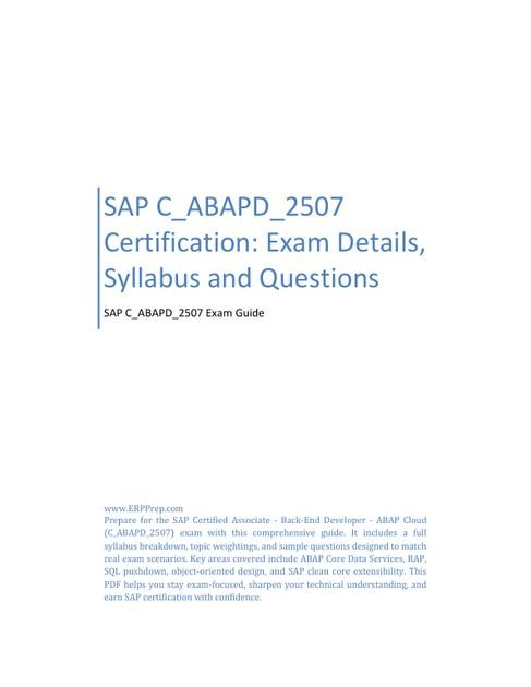 SAP C_ABAPD_2507 Certification: Exam Details, Syllabus… (PDF)