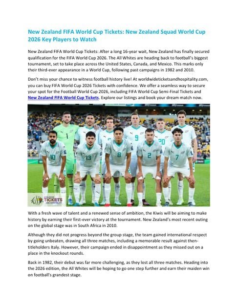 New Zealand FIFA World Cup Tickets: New Zealand Squad… (PDF)