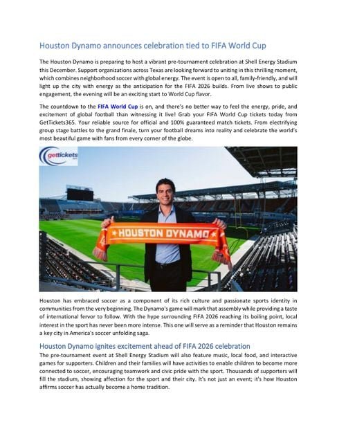 Houston Dynamo announces celebration tied to FIFA World… (PDF)