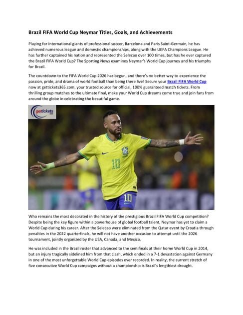 Brazil FIFA World Cup Neymar Titles, Goals, and… (PDF)