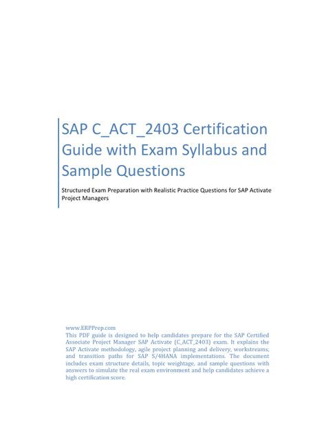 SAP C_ACT_2403 Certification Guide with Exam Syllabus and Sample Questions